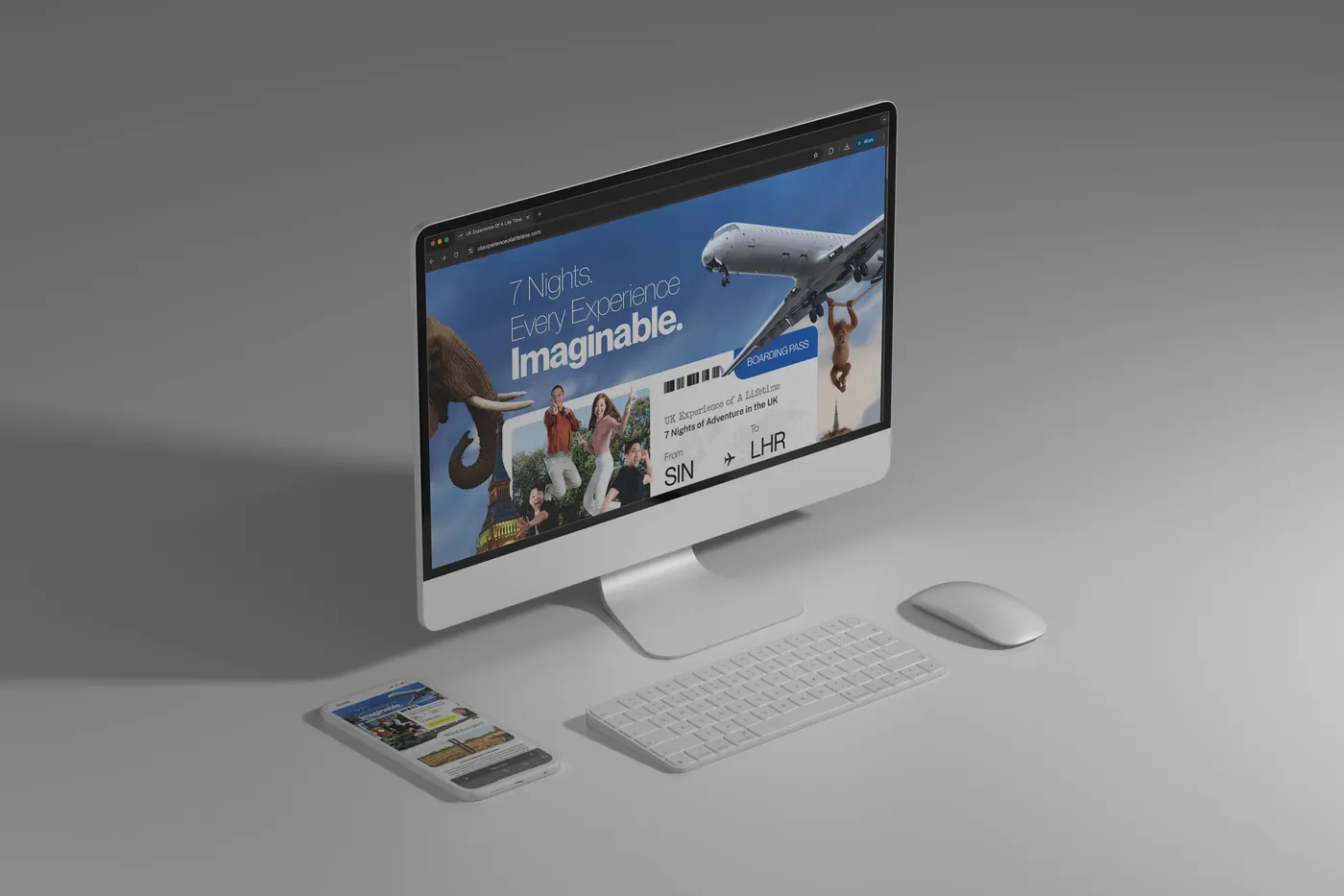 Landing page for a seven-night trip, shown on a desktop screen