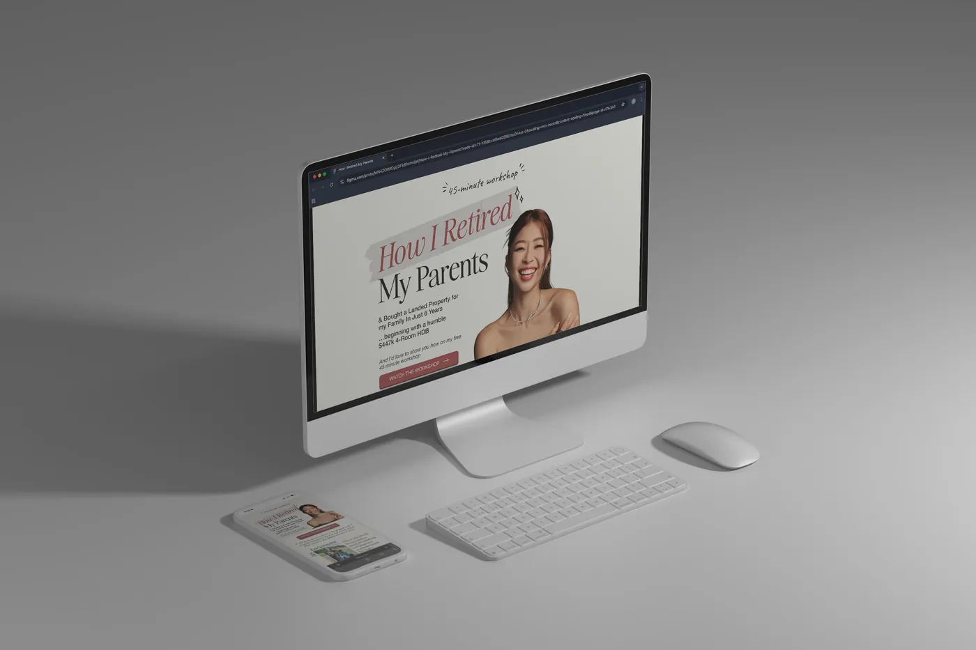 Landing page titled How I Retired My Parents, shown on a desktop screen