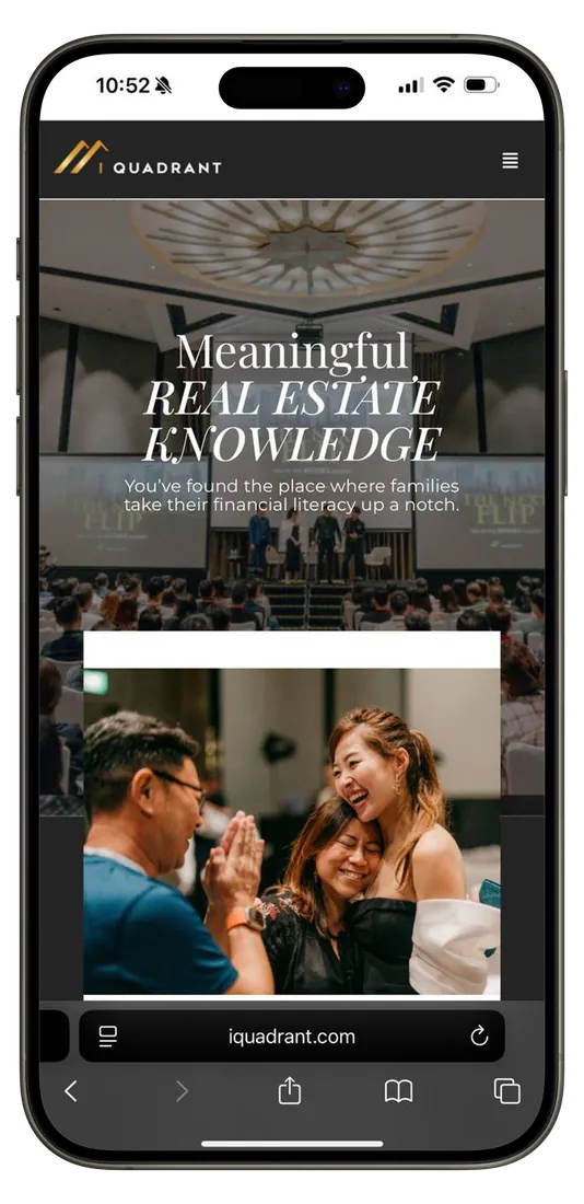 Version 1: a generic header reading Meaningful Real Estate Knowledge above an event photo